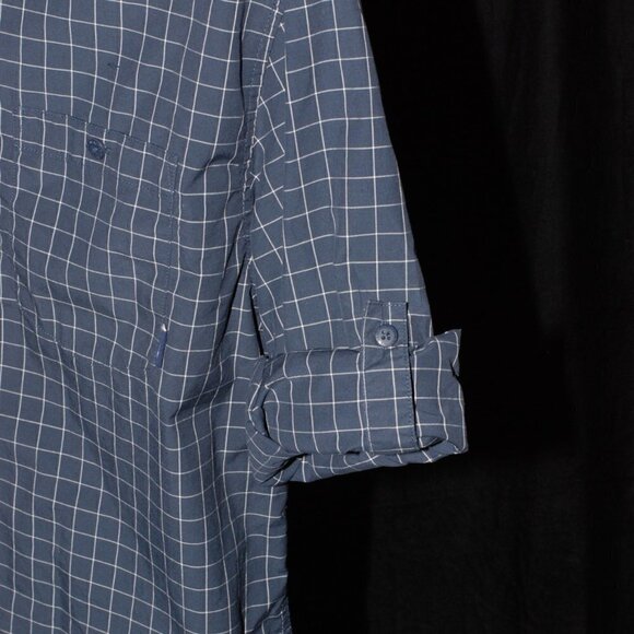 Roll Tab Sleeve The North Face Mens Large Blue White Plaid shirt Button Down - Picture 2 of 6